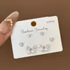 Set de Aretes Estilo Coreano Aguja de Plata Bañados en Oro Real para Mujer, Aretes Versátiles de Diseño Único con Borlas en Forma de Corazón y Accesorios de Perlas para Orejas