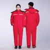 Mono antiestático de patrón de rejilla, ropa de trabajo de invierno gruesa con capucha, mono para clima frío petroquímico CNOOC, hecho a medida