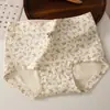 Calcinhas Femininas de Algodão Floral Classe A 10A Antibacterianas com Gancho Estendido Cintura Média Cobertura Total Algodão Puro Respirável
