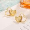 Brincos de diamante de coração para coração, brincos femininos requintados, doces, pequenos, frescos, de alto nível, personalizados, joias para orelha de outono e inverno