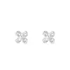 Pendientes de Trébol de Cuatro Hojas Pequeño de Circonita de Plata Pura S999 Clavos de Oreja de Lujo Ligero Clavos de Hueso de Oreja con Rosca para Mujer