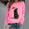 Sudaderas con capucha de manga larga y cuello redondo con estampado navideño de comercio exterior para mujer