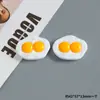 Huevo Cocido Huevo Escalfado Juguete de Comida Grande Simulado Accesorios de Resina Pegamento de Crema DIY Imán para Refrigerador Agujero Joyería para Zapatos Parche