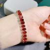Pulseira de Granada Natural Pulseira para Meninas Prata 925 Granada 4*6mm Pulseira Presente Tesouro Colorido Atacado