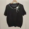 Camiseta de Punto de Verano Estilo Francés Nueva, Ajustada, Manga Corta para Mujer con Diseño Único, Top Corto Chic para Mujer
