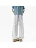 Calça Masculina de Seda de Gelo Listrada, Estilo Verão Fino, Roupa Masculina Estilo Old Money, Calça Larga Casual Caída Tamanho Grande Yamamoto