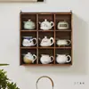 Rack de Bogu de Madeira Maciça Duobaoge Montado na Parede Rack de Xícara de Chá Chinesa Armazenamento Simples Moderno Rack para Conjunto de Chá