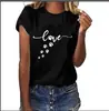 Nova camiseta casual estampada de manga curta solta estilo europeu e americano para mulheres 2