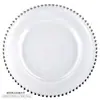 Prato de Vidro Dourado com Pontos de Pérola Estilo Europeu, Prato para Comida Ocidental Doméstica, Conjunto Completo de Louças de Alto Padrão para Salão de Casamento de Hotel