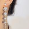 Pendientes largos de borlas de perlas y diamantes de imitación de estilo socialité con aguja de plata S925, pendientes de personalidad elegante y temperamento simple de celebridades de Internet para mujeres
