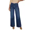 Calça Jeans Feminina Europeia e Americana Transfronteiriça Primavera 2025 Cintura Alta Modelagem Slim Wide-Leg Estilo Vintage Reta com Efeito Desgastado
