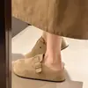 Pantuflas Retro Birkenstock de Dedo para Mujer con Mayor Altura 2025 Nueva Moda Otoño Piel Nobuk Suela Gruesa Birkenstock Medias Pantuflas