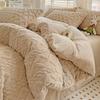 Conjunto de Cuatro Piezas de Tafetán Polar de Invierno Engrosado Cálido Manta de Polar de Leche Polar de Coral Conjunto de Tres Piezas para Cama de Dormitorio de Estudiante