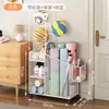 Cesta de Almacenamiento para Esterillas de Yoga, Estante de Almacenamiento para Equipo de Fitness en Casa con Ruedas, Estante de Almacenamiento para Pelotas, Estante de Almacenamiento para Baloncesto