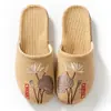 Zapatillas chinas de primavera y verano, todo lino, para interior, mujer, antideslizantes, de verano, para oficina, pareja, sandalias de suelo para hombre