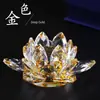Enfeite de Lótus de Cristal em Formato de Coração para Templo, Sala de Estar, Armário de Joias, Pequenos Artesanatos, Estilo Europeu e Chinês, Enfeites de Cristal para Venda no Atacado para Comércio Exterior
