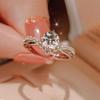 Anillo de pareja con corona para el amor, anillo de diamantes con circonita de 1 quilate de cuatro garras, un par de anillos de boda para hombres y mujeres, anillo abierto con corona