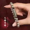 Pulsera de cuentas largas de barril Dzi de Nueve Ojos Verdes para Mujer, Estilo de Alta Gama, Cuentas de Oración Budistas, Artículo Popular para Venta al por Mayor