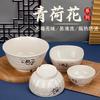 Tazón de plástico de loto verde tazón para sopa tazón pequeño tazón para arroz congee tazón para condimentos tazón cuadrado de melamina tazón para olla caliente vajilla de porcelana de imitación anticaída