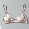 Sujetador de copa triangular francés sexy de seda para mujer, pecho pequeño, ropa interior especial de satén fino de alta gama, encaje pequeño de verano