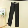 Pantalones de pierna ancha, a rayas, cálidos, de talla grande, corte holgado, para mujer, otoño e invierno, adecuados para uso casual, para estar en casa o como pantalones largos de moda para usar al aire libre