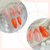Uñas Francesas de Presión Color Naranja con Sencillo Diseño de Hoja, Arte de Uñas Fresco, Colección de Puntas para Uñas, Uñas Postizas Estilo Francés, Venta al por Mayor Transfronteriza, 24 Piezas
