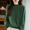 Camada Base Feminina Tricô de Lã Outono e Inverno Novo Estilo Moda Preguiçosa Quente Escovado 5% Cashmere Tricô Top Solto