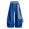 Directamente del fabricante: Pantalones Casuales a Cuadros con Solapa Estilo High Street Americano para Hombre, Nuevo Estilo de Verano, Corte Holgado, Doble Cintura, Dobladillo Curvo, Estilo Ins