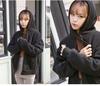 Atacado Dropshipping Outono e Inverno 2022 Estilo Coreano Feminino Cor Lisa Cardigan Engrossado Jaqueta com Zíper Moletom com Capuz de Veludo
