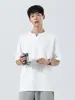Camiseta Texturizada Gola V Manga Curta Fina para Homens, Moda Masculina Pengyun, Tendência de Verão Rasgada Manga Meia Mão Camiseta Juvenil Masculina