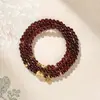 Pulseira de Granada Natural Genuína para Mulheres, Design Requintado em Formato de Cabaça, Pulseira Única de Cristal Multicamadas, Luxo Leve e Sofisticada