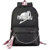 Mochila escolar USB de dibujos animados transfronteriza de cola de hadas para jóvenes de primaria y secundaria, mochila casual con cinta para hombres y mujeres