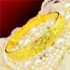 Pulsera de Flor de Ciruelo de Oro Arena Vietnamita de Desvanecimiento Lento Brazalete Abierto Sólido Regalo para Personas Mayores Transmisión en Vivo Venta al por Mayor