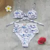 Traje de Baño de Dos Piezas sin Tirantes de Cintura Alta para Mujer 2026 Nuevo Modelo Aliexpress Comercio Transfronterizo Bikini Estilo Fresco Ins Exportación