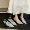 Sandalias de Tacón Alto con Malla de Pedrería y Punta Fina, Estilo Francés, Novedad Verano 2026 para Mujer, Elegantes Zapatos de Tacón Fino con Correa Trasera para Mujer