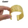 Wt-Jf356 Pulsera Brazalete Grande Abierta con Forma de Alambre Dorado Texturizado Personalizado de Latón Joyería Vintage para Niñas