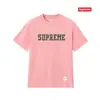 Camiseta de Algodão Pesado Moda Americana Transfronteiriça Estampa de Letras Supreme Corte Box Gola Redonda Manga Curta Unissex Solta Casual para Homens e Mulheres