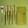 Set de 7 Brochas para Ojos Personalizado de Aguacate con Cerdas Suaves, Pincel para Sombras de Ojos, Pincel para Sombras de Nariz, Pincel para Delineador de Ojos, Herramientas de Belleza, Bolsa de PU, Transfronterizo