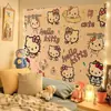 Tecido de Parede Pendurado com Fundo Cartoon Hellokitty Tecido de Fundo para Quarto de Menina Decoração de Parede em Tecido