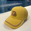 Gorra estándar con letra D de diamante brillante para mujer, gorra con visera estilo coreano, versátil, casual, moderna, gorra de béisbol de celebridad de internet, estilo de moda con pedrería