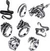 2021 Amazon Explosiones Retro Dragón Serpiente Animal Anillo Abierto Pulpo Garra de Águila Juego de 8 Piezas Anillo Joyería