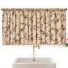 Serie de Flores Transfronteriza Barra sin Clavos Bolsillo para Barra Cortina Corta Ventana Pequeña de Cocina Cortina Media Cortina Simple Color Café Cortina de Gabinete Cortina Corta
