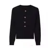 Suéter de Punto Acanalado de Cuello Redondo Suave Estilo Coreano para Mujer Otoño Invierno Adelgazante Botones Decorativos de Longitud Media Manga Larga Suéter Básico