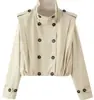 Roupas femininas europeias e americanas transfronteiriças, best-seller do AliExpress, jaqueta bomber plissada casual da moda estilo francês