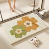 Alfombra de Piso Floral para Baño Suave Felpa Imitación Cachemir Alfombra Doméstica para Inodoro Absorbente Felpudo para Puerta Resistente al Desgaste para Baño