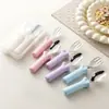 Colher de silicone com cabo para crianças, conjunto criativo e fofo de colher e garfo para crianças, talheres de silicone para bebês e colher para suplemento alimentar