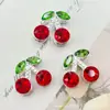 Nuevas Cuentas Sueltas de Aleación de Doble Cara Tridimensional con Cereza y Pedrería, Agujero Recto, Accesorios para Joyería con Cuentas para Cadena de Teléfono Llavero DIY