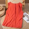 Tops sin mangas de algodón y lino para mujer 2025 Verano Delgados Cuello redondo Sueltos Reductores de edad Mamá Chaleco casual simple para mujer Moderno