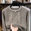 Suéter de Punto con Retazos de Cuello Redondo y Manga Larga Estilo Old Money para Hombre, Camiseta Básica de Moda Casual Simple para Primavera y Otoño para Hombre