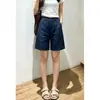 Calça Casual de Tencel Estilo Old Money para Mulheres, Novo Verão 2026 Fina de Cintura Alta Solta Modeladora Reto Shorts para Mulheres Baixas